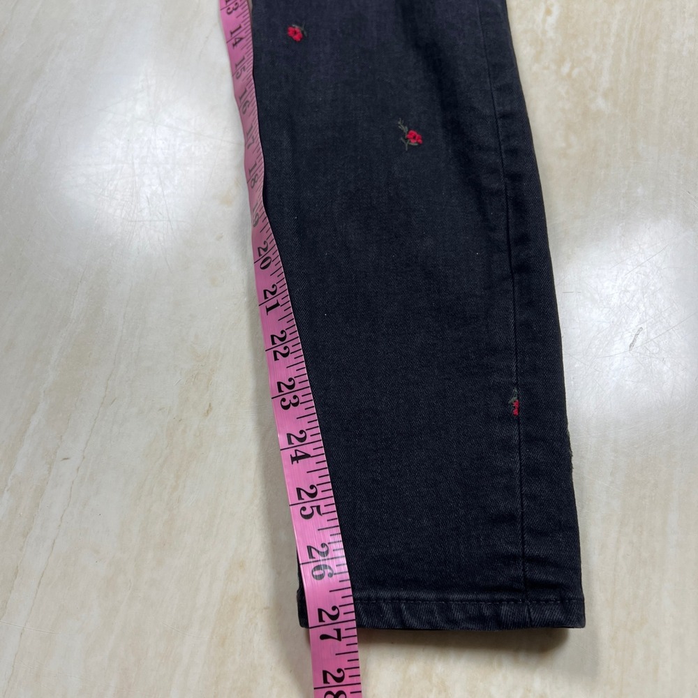 GAP High Rise Universal Leggings Womens 8/29 Black Embroidered Floral Slim Fit - Picture 13 of 15